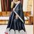 Black Gamthi Print & Mirror Work Blended Cotton Semi Stitched Lehenga Set