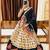 Off White Gamthi Print & Mirror Work Blended Cotton Semi Stitched Lehenga Set