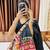 Off White Gamthi Print & Mirror Work Blended Cotton Semi Stitched Lehenga Set