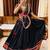 Black Gamthi Print & Mirror Work Blended Cotton Semi Stitched Lehenga Set