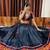 Black Gamthi Print & Mirror Work Blended Cotton Semi Stitched Lehenga Set