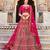 Pink Zari Embroidered & Stone Work Velvet Semi Stitched Lehenga Set