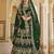 Green Zari Embroidered & Stone Work Velvet Semi Stitched Lehenga Set