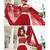 Red Embroidery Thread & Sequins Georgette Semi Stitched Lehenga Set