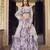 Lavender Floral Print Silk Blend Semi Stitched Lehenga Set