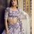 Lavender Floral Print Silk Blend Semi Stitched Lehenga Set