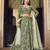 Green Floral Print Silk Blend Semi Stitched Lehenga Set