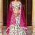 White Floral Print Silk Blend Semi Stitched Lehenga Set