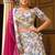 White Floral Print Silk Blend Semi Stitched Lehenga Set
