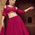 Pink Hend Work Georgette Semi Stitched Lehenga Set