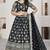 Black Embroidery Zari & Sequins Jacquard Semi Stitched Lehenga Set