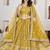 Yellow Embroidery Zari & Sequins Jacquard Semi Stitched Lehenga Set