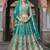 Turquoise Blue Embroidery Daimond & Sequins Net Semi Stitched Lehenga Set