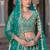 Turquoise Blue Embroidery Daimond & Sequins Net Semi Stitched Lehenga Set