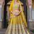 Yellow Embroidery Daimond & Sequins Net Semi Stitched Lehenga Set
