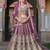 Purple Embroidery Daimond & Sequins Net Semi Stitched Lehenga Set