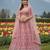 Pink Embroidery Work Diamond Work With Stones And Diamonds Net Semi Stitched Lehenga Set