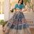 Rama Rich Digital Printed With Foil Embroidery Work Blended Cotton Semi Stitched Lehenga Set