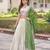 Cream Multi Thread Embroidery Zari Coding Sequins-Work Blended Cotton Semi Stitched Lehenga Set
