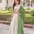Cream Multi Thread Embroidery Zari Coding Sequins-Work Blended Cotton Semi Stitched Lehenga Set