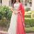 Cream Multi Thread Embroidery Zari Coding Sequins-Work Blended Cotton Semi Stitched Lehenga Set