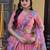 Peach Zari Sequins Embroidered Work Blended Cotton Semi Stitched Lehenga Set