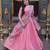 Peach Zari Sequins Embroidered Work Blended Cotton Semi Stitched Lehenga Set