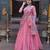 Peach Zari Sequins Embroidered Work Blended Cotton Semi Stitched Lehenga Set