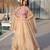Cream Beads Embroidered Work Blended Cotton Semi Stitched Lehenga Set