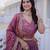 Pink Multi Thread Embroidery Zari Sequins-Work Blended Cotton Semi Stitched Lehenga Set