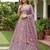 Purple Jari Dori Thread Sequence Embroidery With Zircon Diamond Work Bridal Net Semi Stitched Lehenga Set