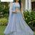 Firozi Jari Dori Thread Sequence Embroidery With Zircon Diamond Work Bridal Net Semi Stitched Lehenga Set
