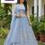 Firozi Jari Dori Thread Sequence Embroidery With Zircon Diamond Work Bridal Net Semi Stitched Lehenga Set