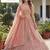 Peach Jari Dori Thread Sequence Embroidery With Zircon Diamond Work Bridal Net Semi Stitched Lehenga Set