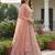 Peach Jari Dori Thread Sequence Embroidery With Zircon Diamond Work Bridal Net Semi Stitched Lehenga Set
