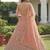 Peach Jari Dori Thread Sequence Embroidery With Zircon Diamond Work Bridal Net Semi Stitched Lehenga Set