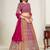 Pink & Orange Zari And Sequins Embroidery Work Faux Georgette Semi Stitched Lehenga Set