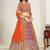 Pink & Orange Zari And Sequins Embroidery Work Faux Georgette Semi Stitched Lehenga Set