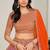 Pink & Orange Zari And Sequins Embroidery Work Faux Georgette Semi Stitched Lehenga Set