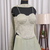 Sage green bead, zari & sequin embroidery salsa silk sharara set with blouse & dupatta
