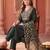 Green embroidered straight kurta trousers with dupatta set