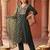 Green embroidered straight kurta trousers with dupatta set