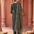 Green embroidered straight kurta trousers with dupatta set