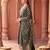 Green embroidered straight kurta trousers with dupatta set