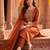 Orange embroidered straight kurta trousers with dupatta set