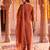 Orange embroidered straight kurta trousers with dupatta set