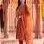 Orange embroidered straight kurta trousers with dupatta set