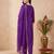 Purple embroidered straight kurta trousers with dupatta set