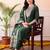 Green embroidered straight kurta trousers with dupatta set