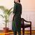 Green embroidered straight kurta trousers with dupatta set